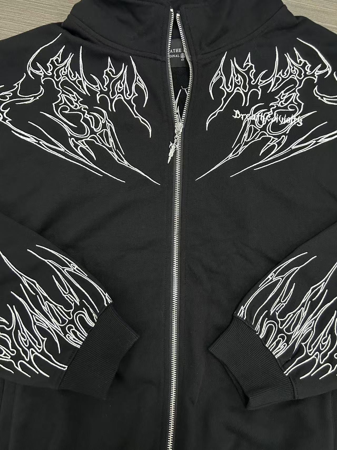 Breathedivinity Heavyweight Embroidered Track Jacket - Stand Collar