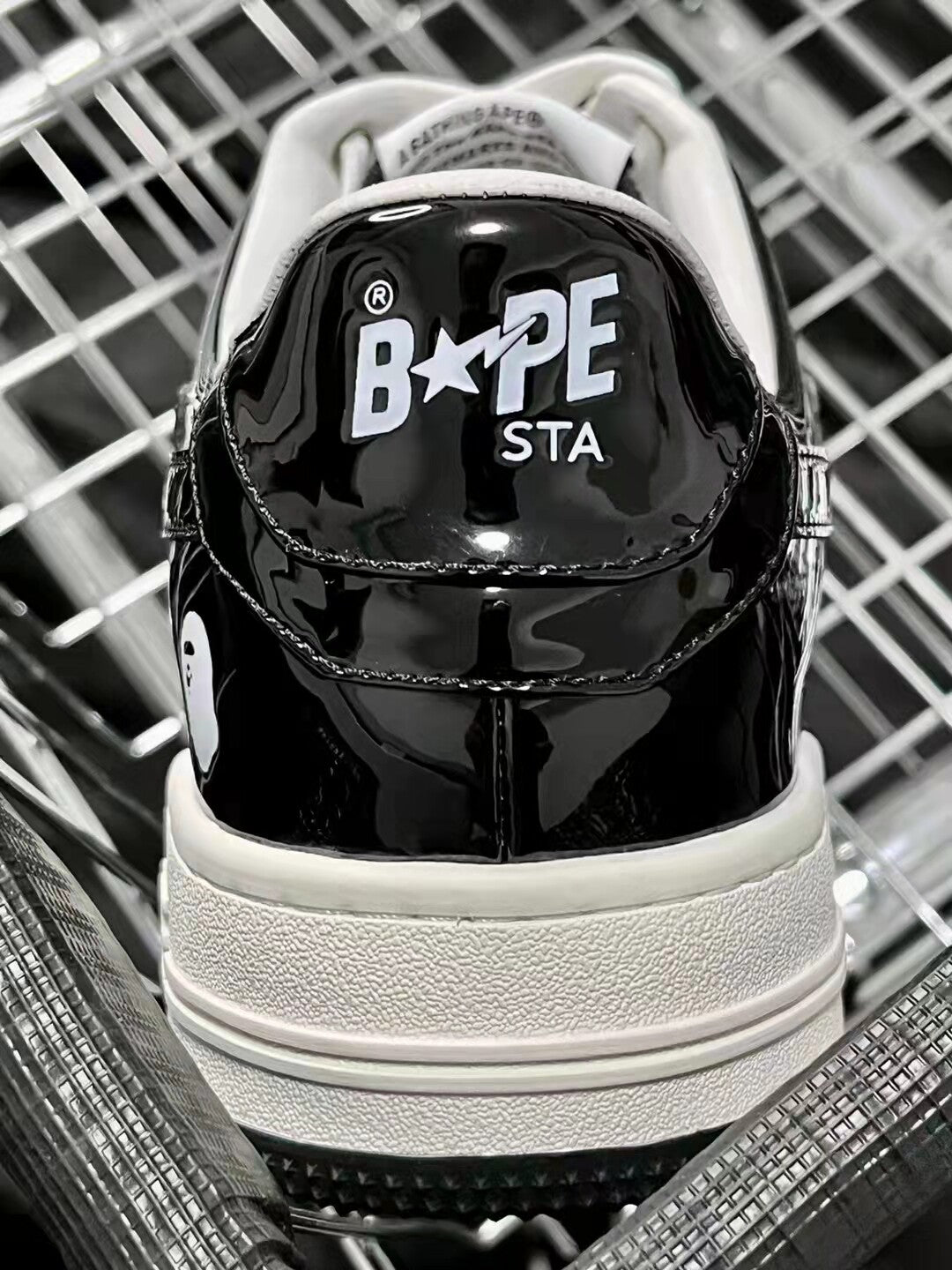 Bape Sta Low Silhouette - Black Patent Leather Skate Sneakers  