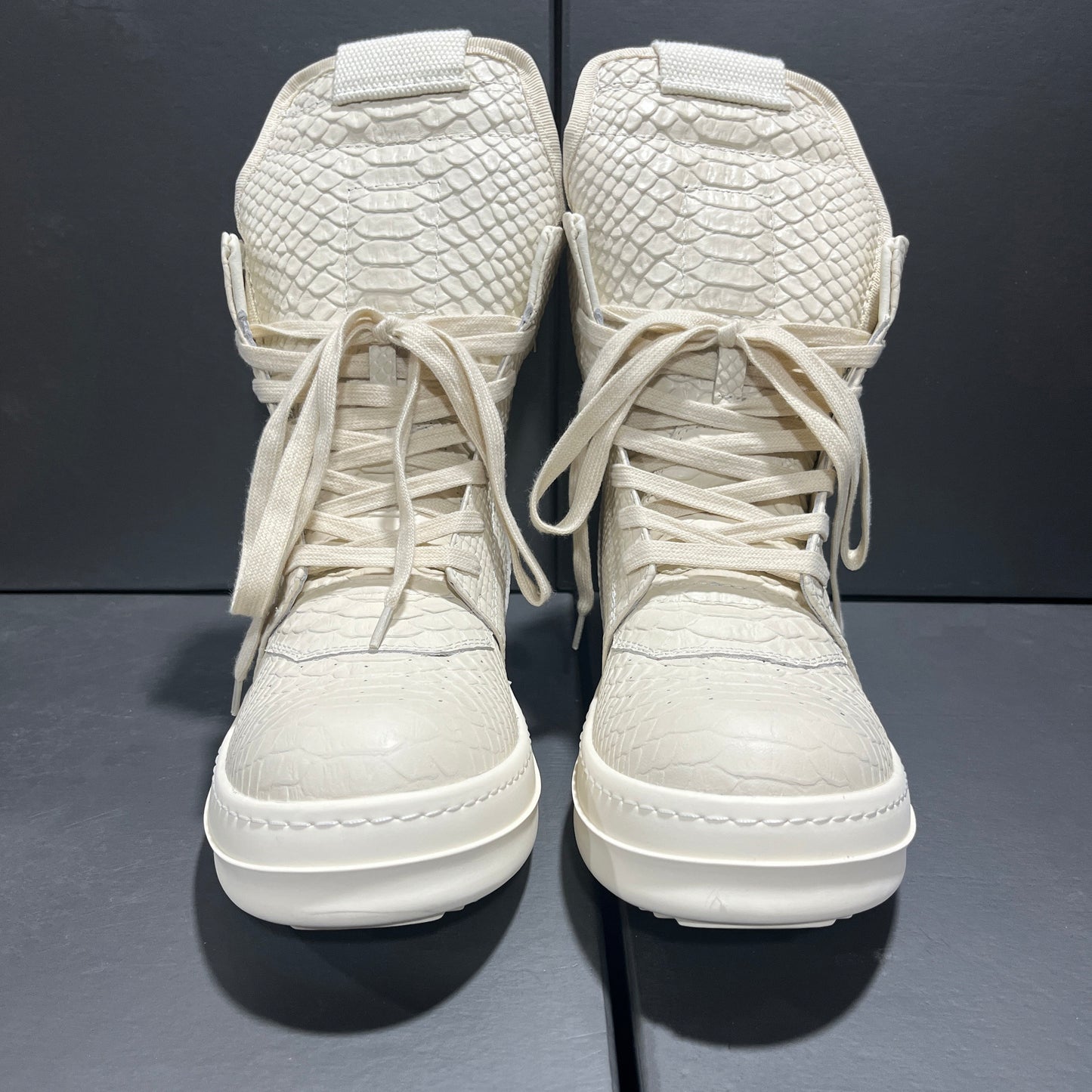 Revised RO Geobasket High-Top - Rick Owens Snake Embossed Leather  