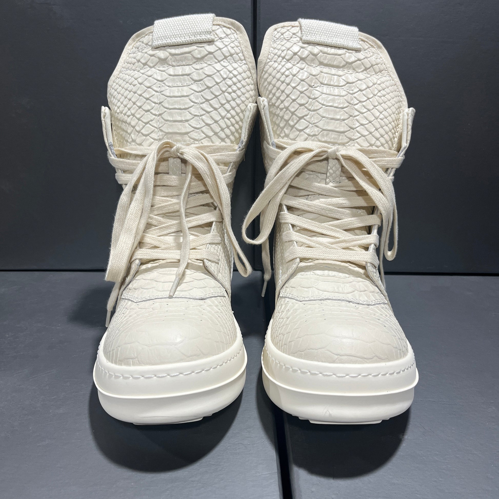 Revised RO Geobasket High-Top - Rick Owens Snake Embossed Leather  