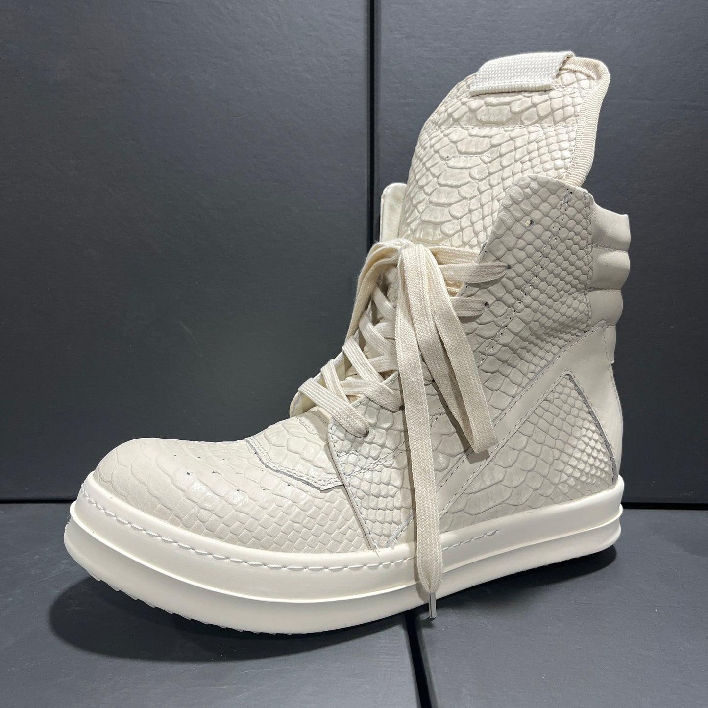 Revised RO Geobasket High-Top - Rick Owens Snake Embossed Leather  