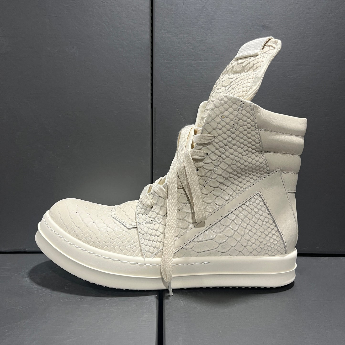 Revised RO Geobasket High-Top - Rick Owens Snake Embossed Leather  