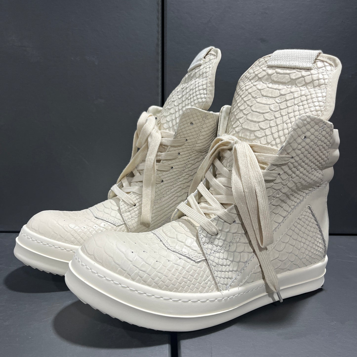 Revised RO Geobasket High-Top - Rick Owens Snake Embossed Leather  