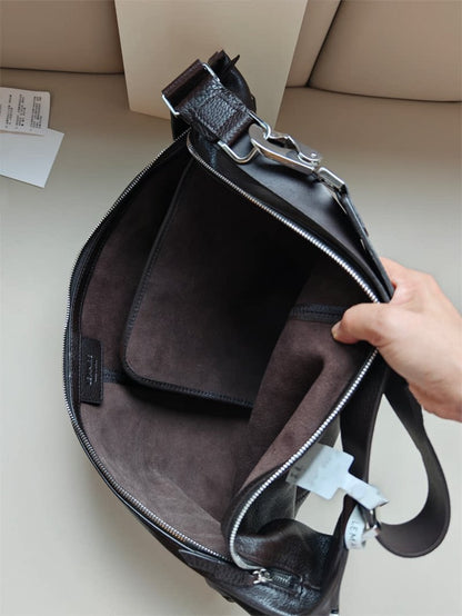 Artisanal Quiver Clip Bag - Lemaire Leather & Suede Crossbody Bucket 