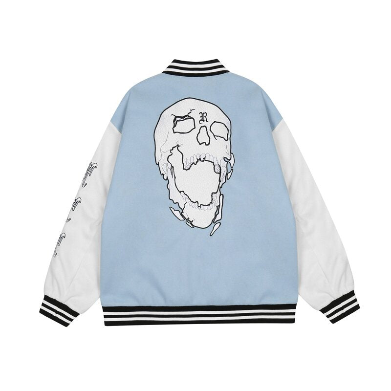 Revenge Jacket - Vintage Skull Embroidery Varsity  