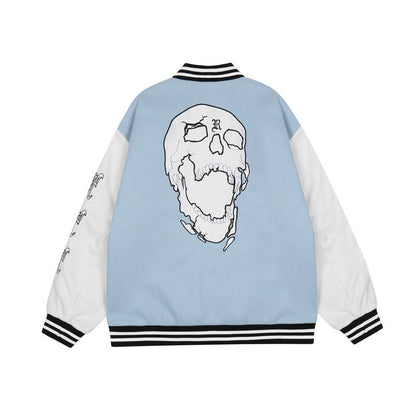 Revenge Jacket - Vintage Skull Embroidery Varsity  