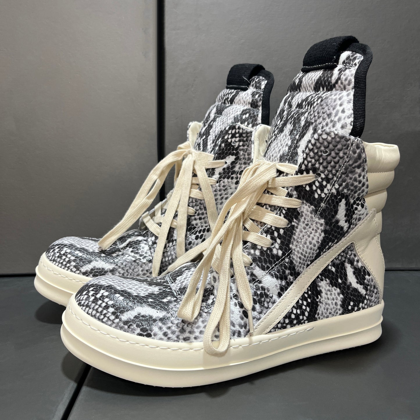 Revised RO Geobasket High-Top - Rick Owens Snake Embossed Leather  