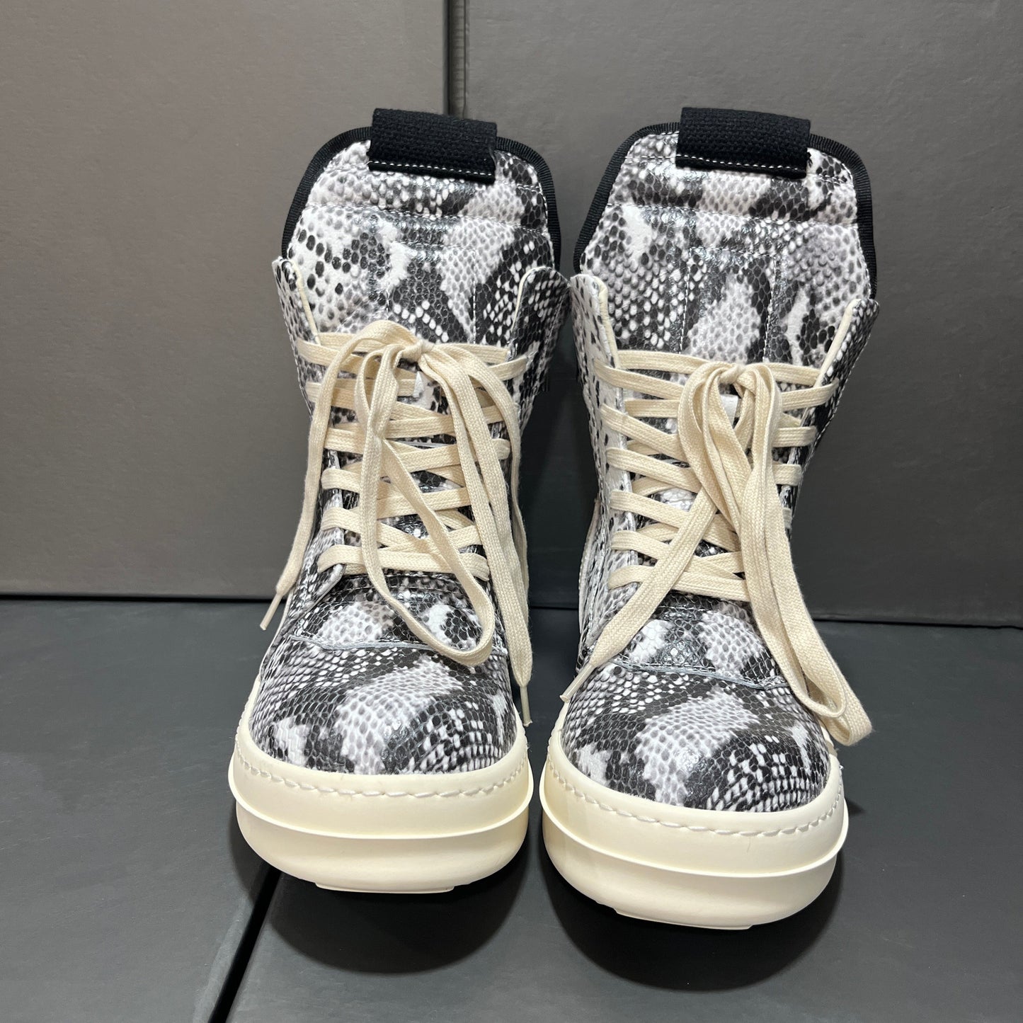 Revised RO Geobasket High-Top - Rick Owens Snake Embossed Leather  