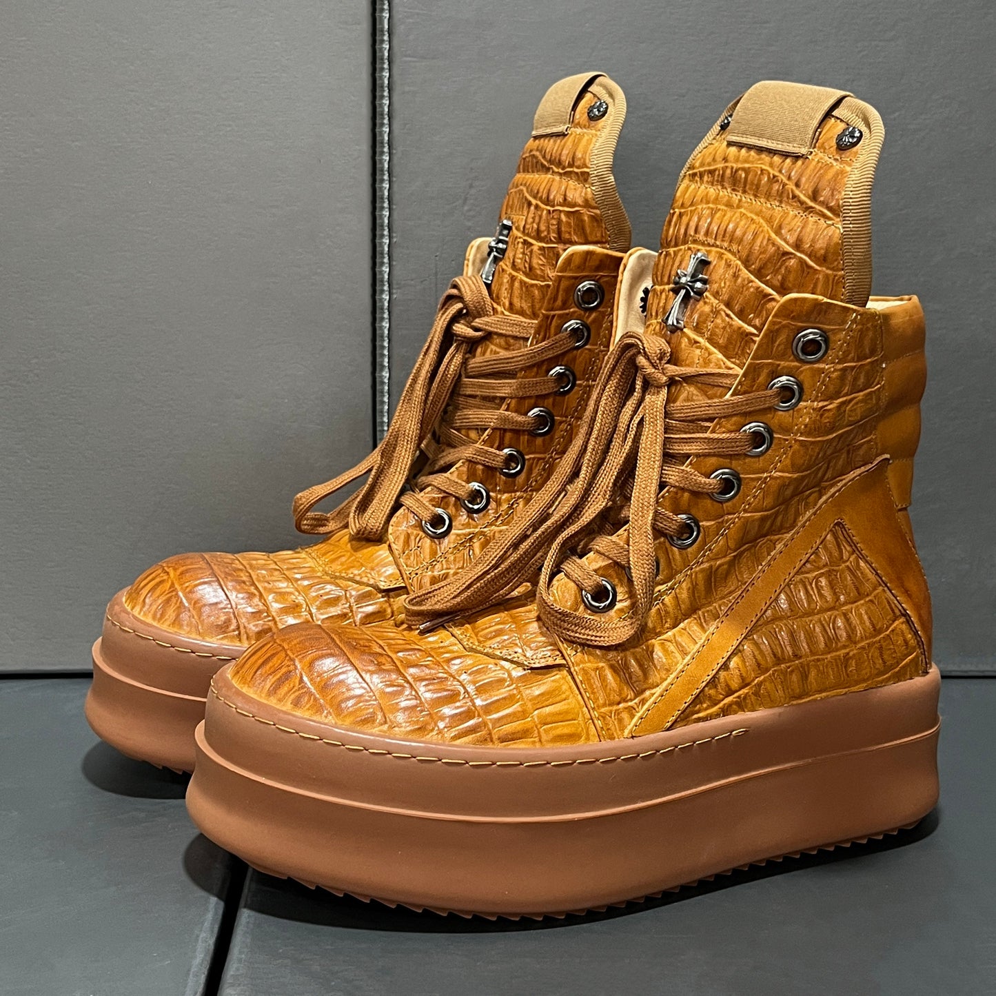 Revised RO Geobasket High-Top - Rick Owens Snake Embossed Leather  