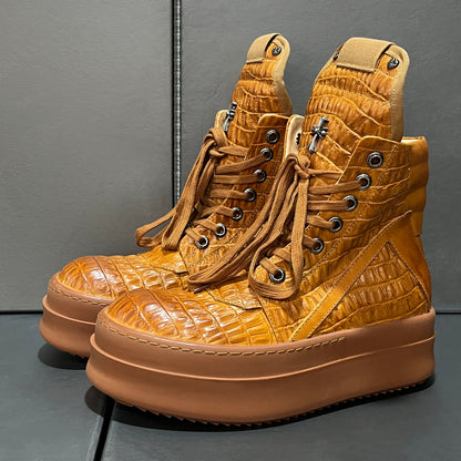 Revised RO Geobasket High-Top - Rick Owens Snake Embossed Leather  