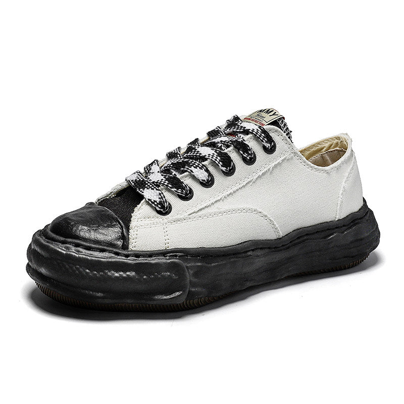 Revised Maison Mihara Yasuhiro Wavy Dissolved Sole Sneakers - MMY Canvas White