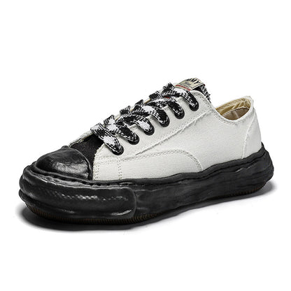 Revised Maison Mihara Yasuhiro Wavy Dissolved Sole Sneakers - MMY Canvas White