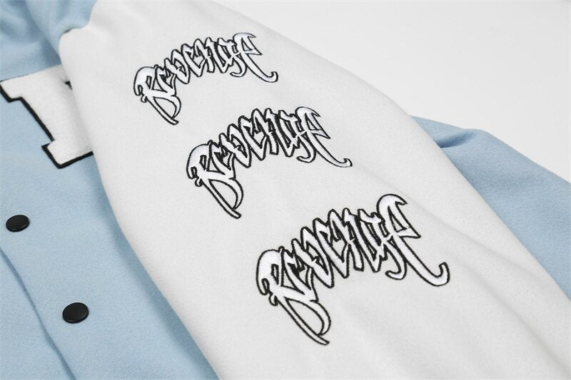 Revenge Jacket - Vintage Skull Embroidery Varsity  