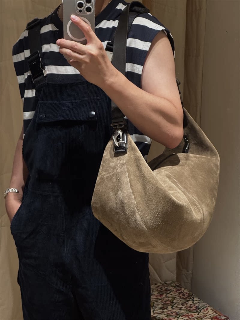 Artisanal Quiver Clip Bag - Lemaire Leather & Suede Crossbody Bucket 