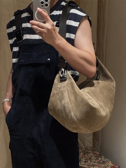 Artisanal Quiver Clip Bag - Lemaire Leather & Suede Crossbody Bucket 