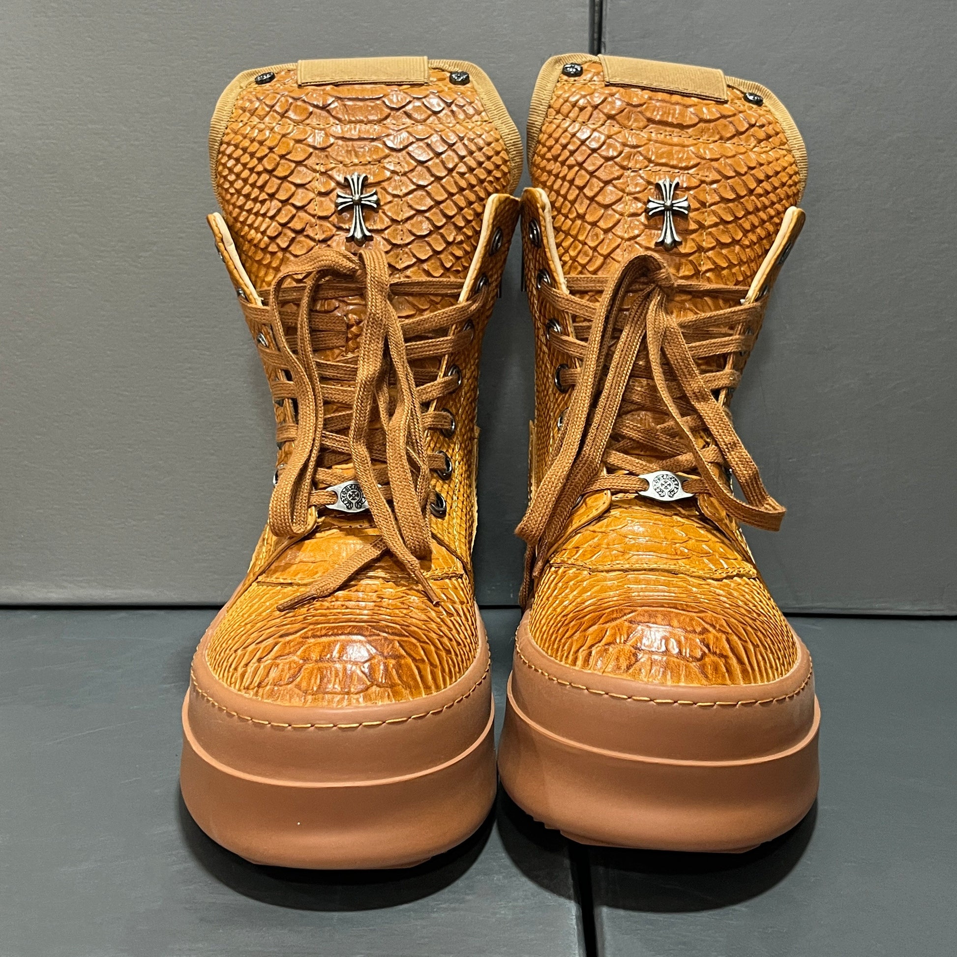 Revised RO Geobasket High-Top - Rick Owens Snake Embossed Leather  