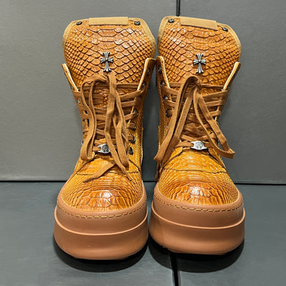 Revised RO Geobasket High-Top - Rick Owens Snake Embossed Leather  