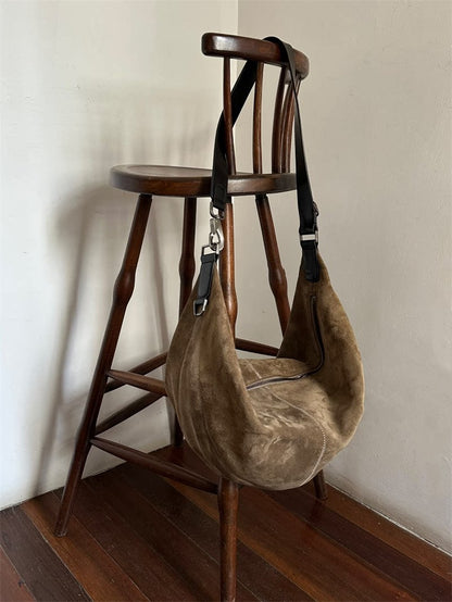 Artisanal Quiver Clip Bag - Lemaire Leather & Suede Crossbody Bucket 