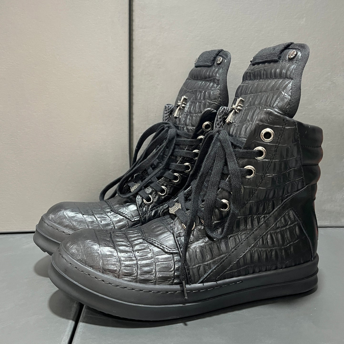Revised RO Geobasket High-Top - Rick Owens Snake Embossed Leather  