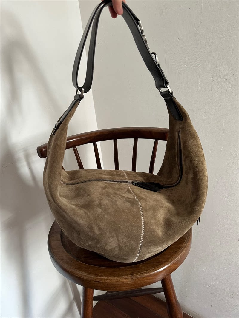 Artisanal Quiver Clip Bag - Lemaire Leather & Suede Crossbody Bucket 