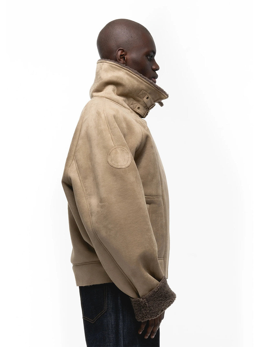 No faith studios Suede Shearling Biker Jacket - Asymmetrical Zip 