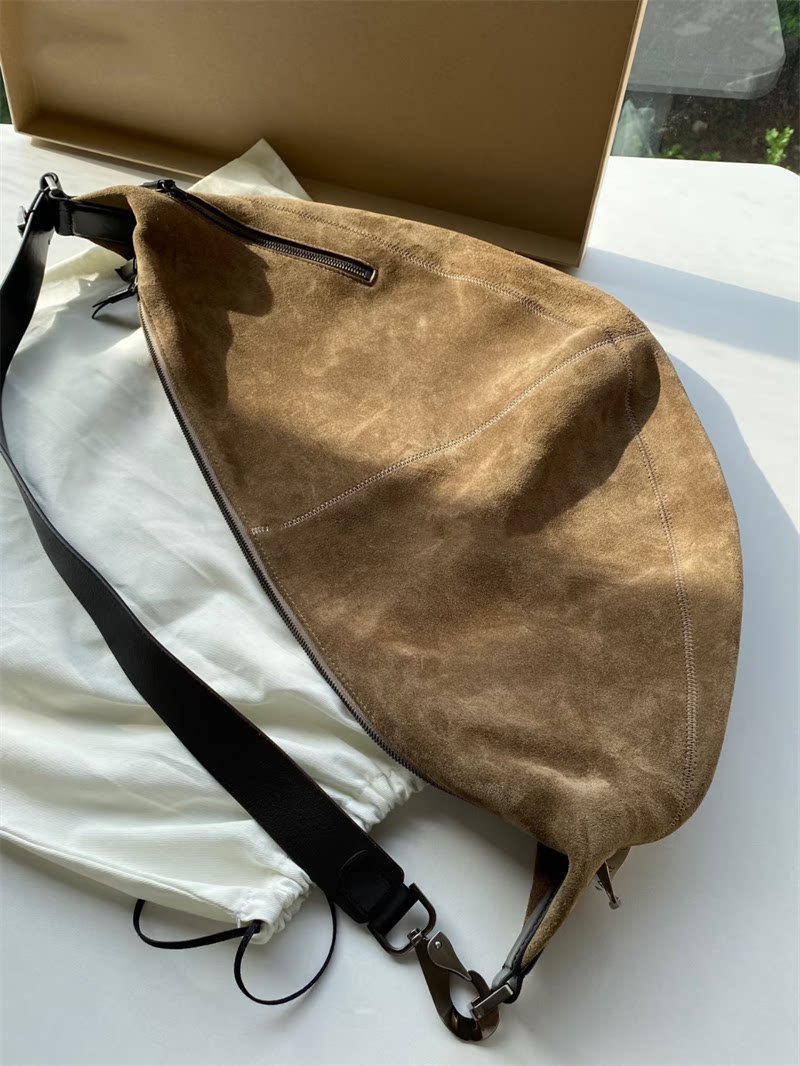 Artisanal Quiver Clip Bag - Lemaire Leather & Suede Crossbody Bucket 