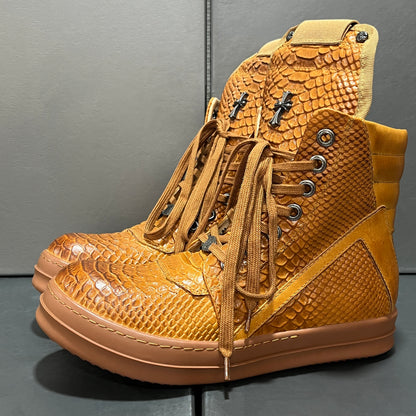 Revised RO Geobasket High-Top - Rick Owens Snake Embossed Leather  