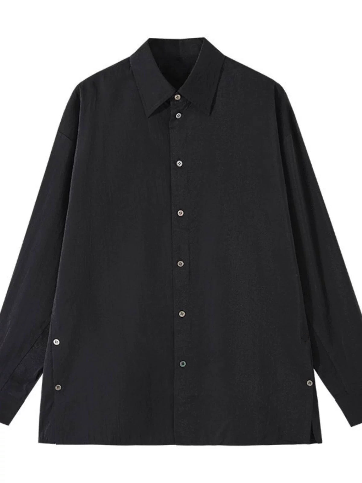 LEMAIRE 25SS New Glossy Dry Silk Shirt – Sage Green Black Edition - 25ss dry silk shirt (black)