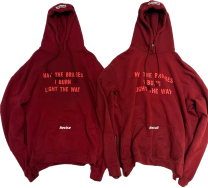 Revised VTM 17SS ’Bridges I Burn’ Zip Hoodie - Ultra Heavyweight Hoodie - Red