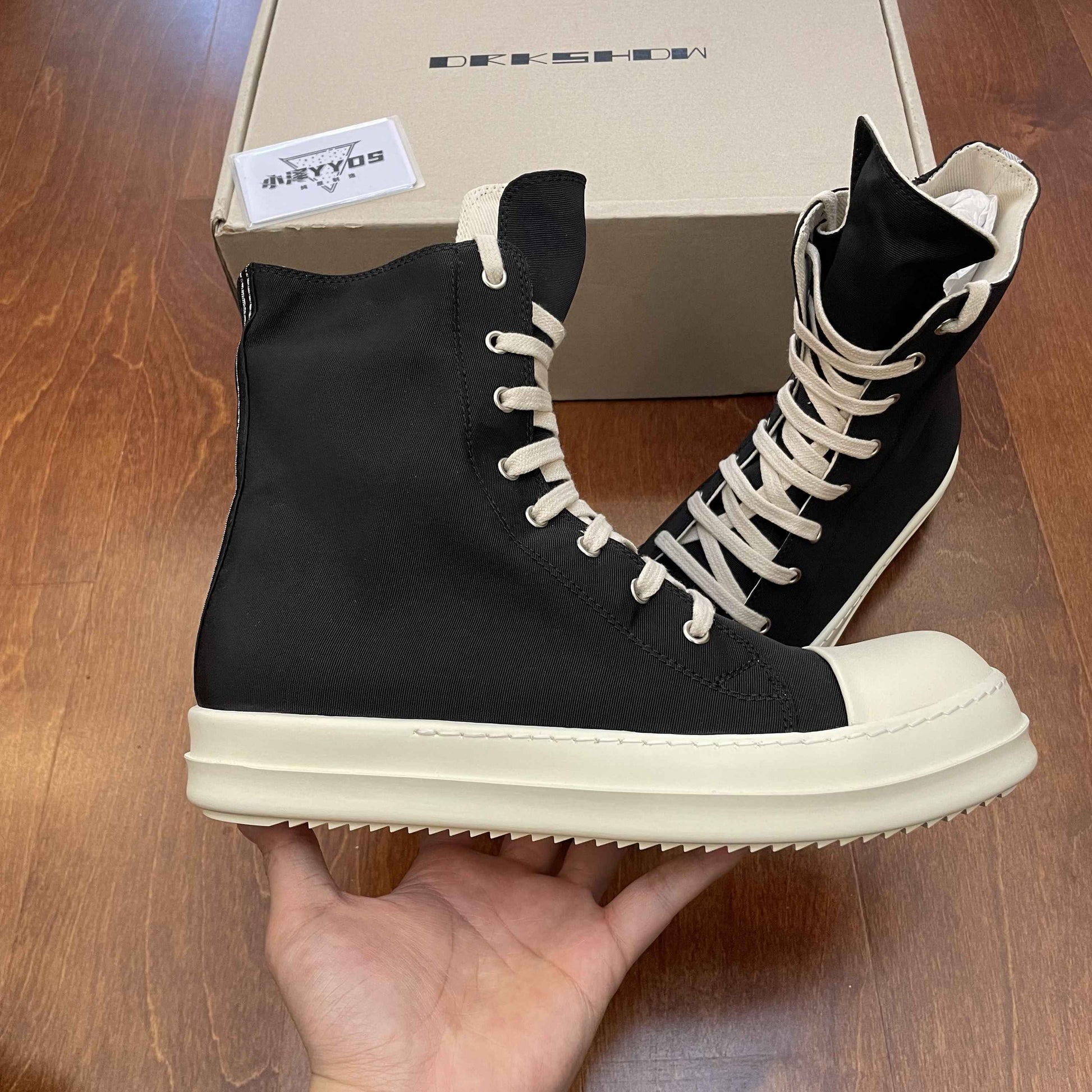 Correct Vers. Rick Owens Wax Surface Satin Sub-line Leather Shoes High/Low Cut