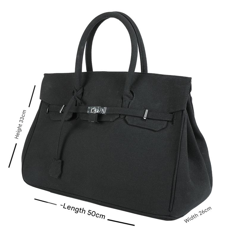 donclick Designer Washed Canvas Birkin Handbag Tote - Non-ReadyMade Vintage Vibe - 50cm