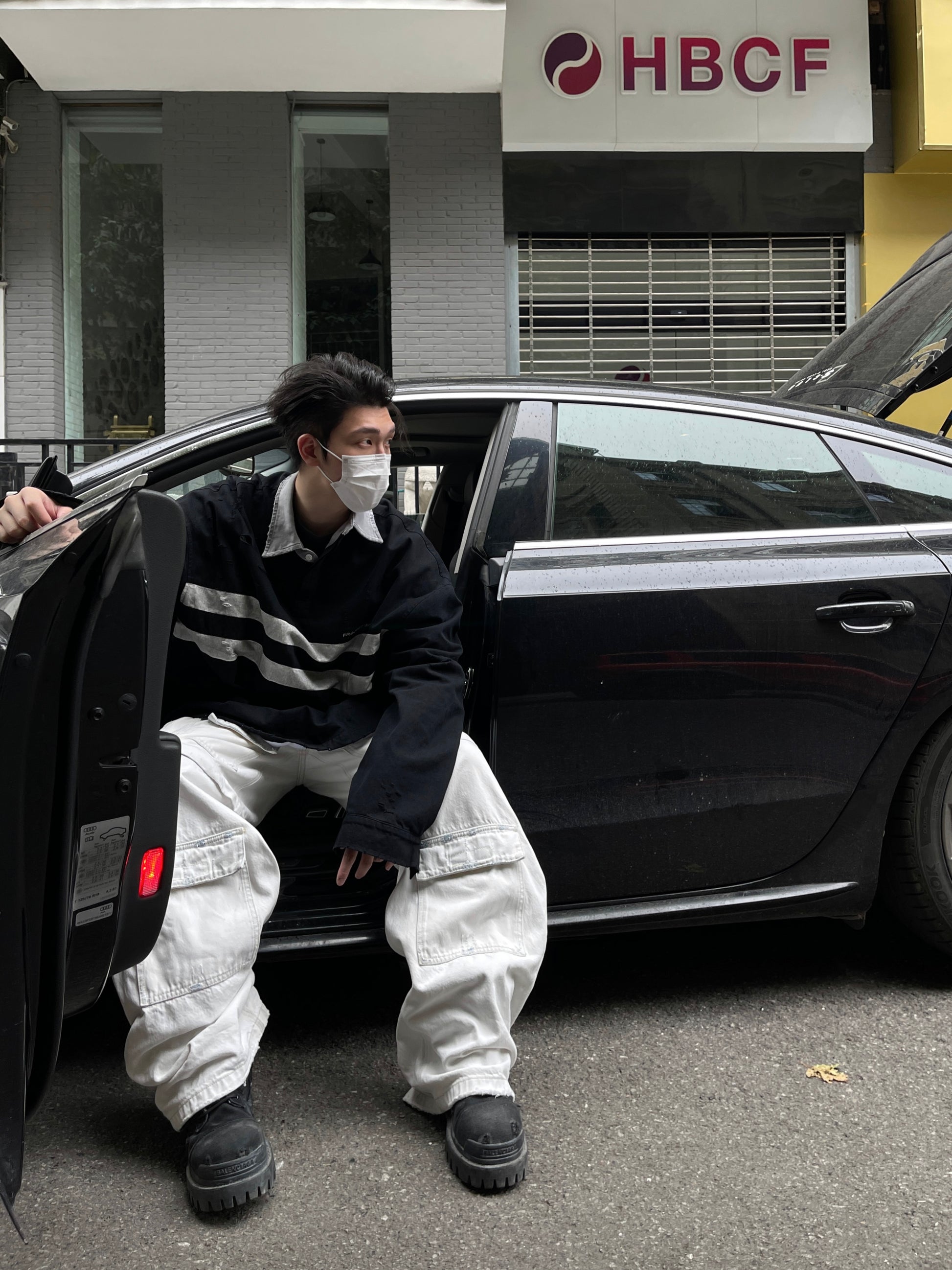 23AW Runway Designer B Vers. Off-White Distressed Cargo Work Pants Detachable - Size avaliable S M L XL