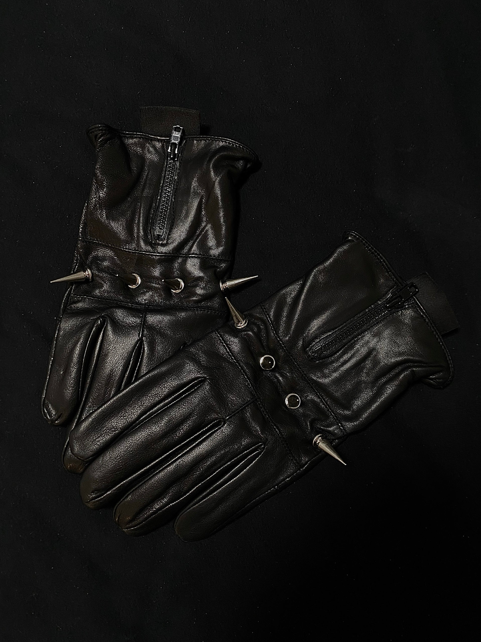Kim Krueger Opium Punk Gloves - Heavy Studded Goat Leather Biker Jerry Edition