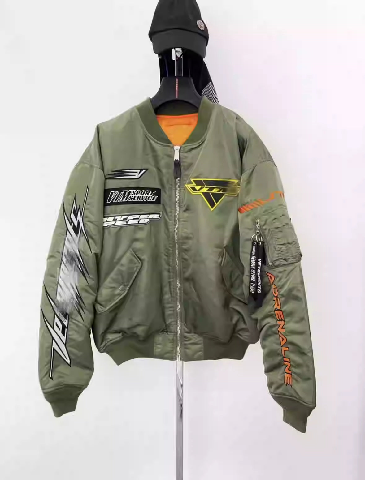 VTM 18AW Alpha Racing Patch Bomber Jacket – Military Green Heavyweight