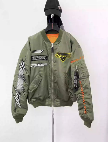 VTM 18AW Alpha Racing Patch Bomber Jacket – Military Green Heavyweight