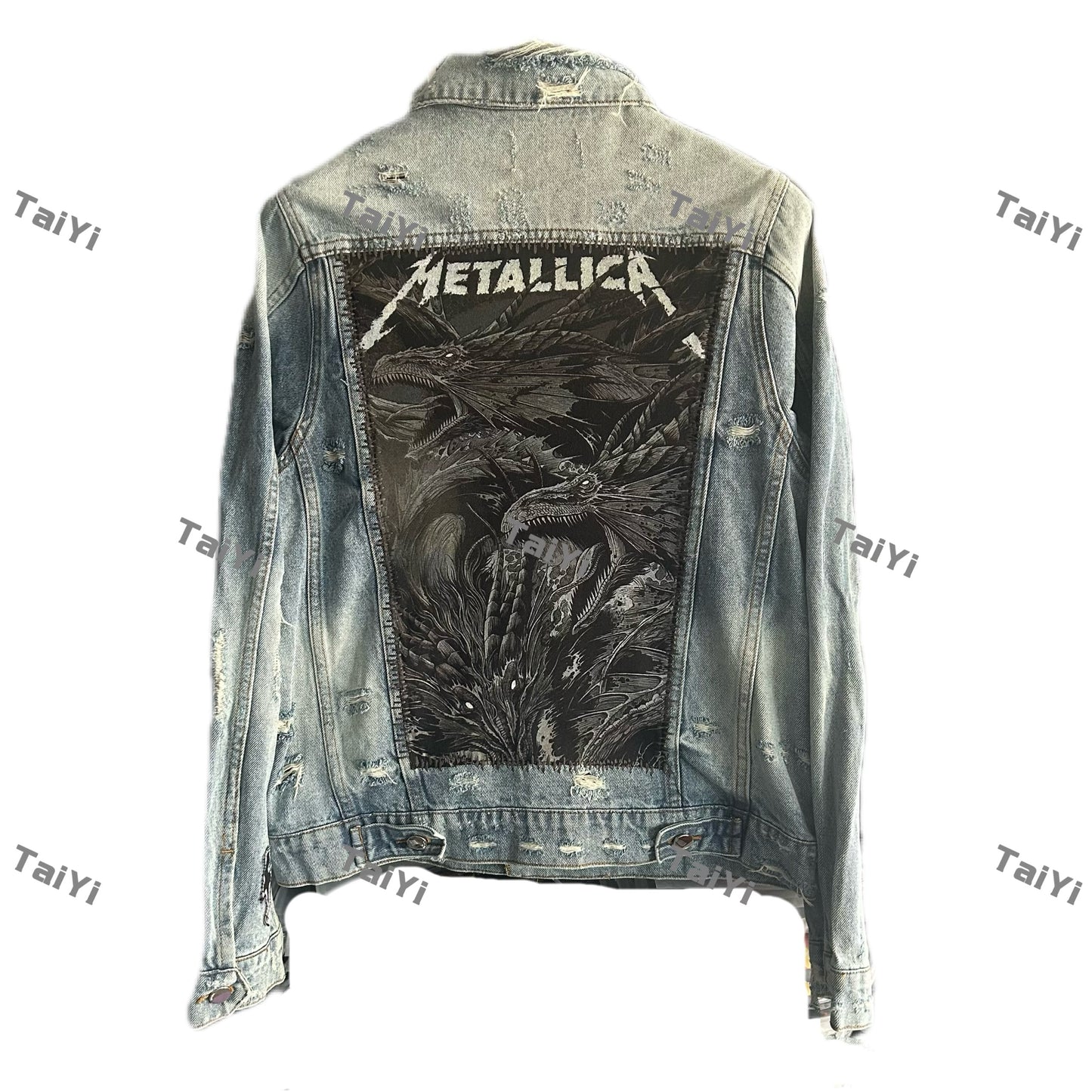 AMIRI 16OG Patchwork Back Kill Denim Jacket Metallica High-Street
