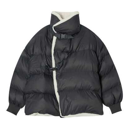 Donclickin Minimalist Shearling Cotton Jacket – Korean Oversized Turn-Down Collar
