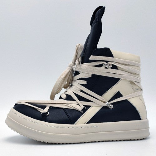 Rick Owen Reverse Triangle High-Top Leather Shoes Thick Sole Sneakers