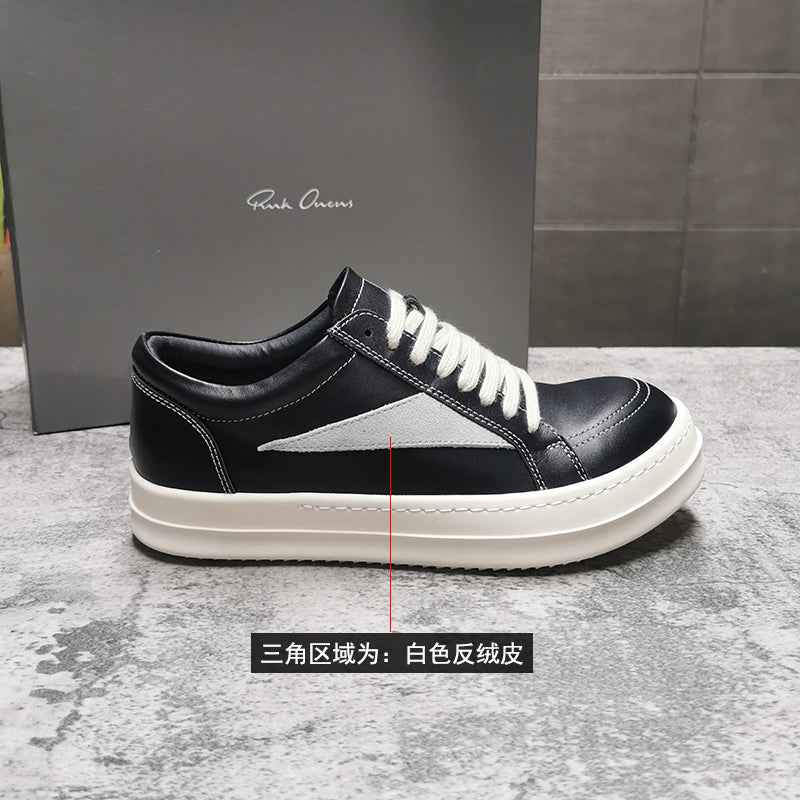 RO 22SS Vintage Leather Low-Top Sneaker Rick Owens - Black/Milk - 