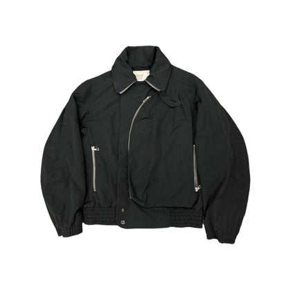 DVN AW24 Asymmetric Cocoon Zip Jacket - Nylon Utility Pants Set Oversized Pocket - Black Jacket