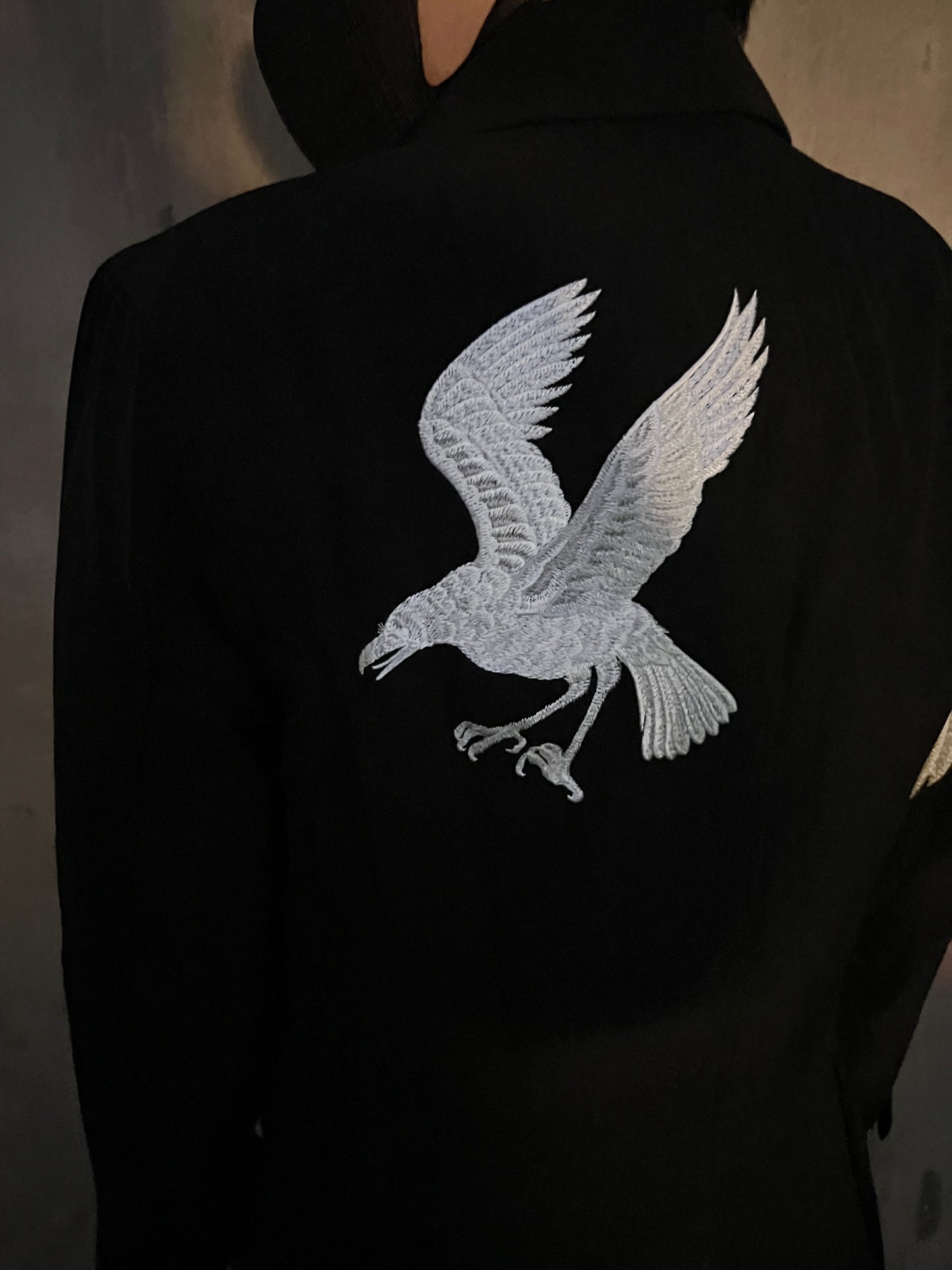 Yohji Yamamoto Dark 21AW Long Blazer Coat Dual Crow Embroidery on Back