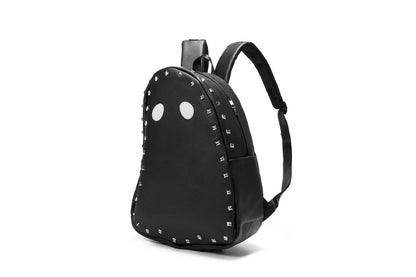 Fun & Cool Punk Studded Ghost PU Leather Backpack - Imp Halloween Edition - Black