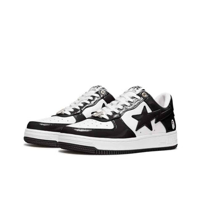 BAPESTA Classic Patent Leather Sneaker Low-Top Casual Skateboard Shoes