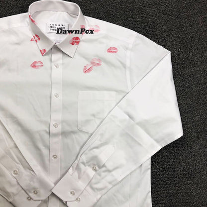 Maison Red Lips Print Shirt - Pure Cotton Margiela External Stitching