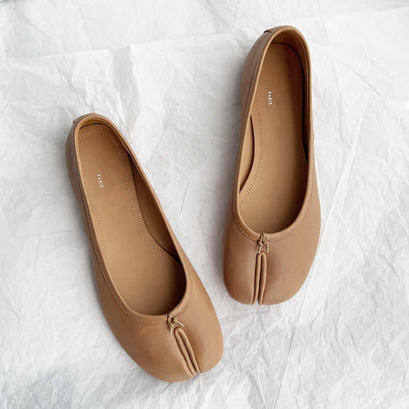 25SS MM6 Slip-On Margiela Tabi Shoes - Buttery Lambskin Split-Toe Ballet Flats -  donclickin