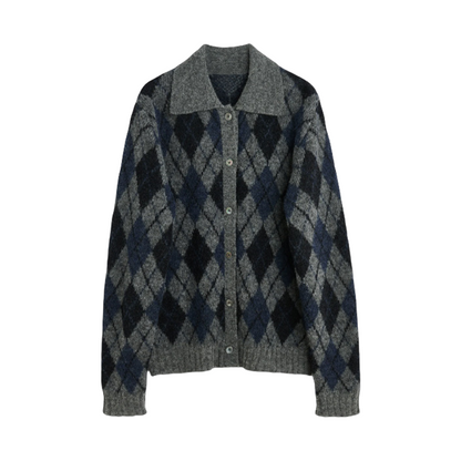 donclic Blue-Grey Mohair Wool Vest -Diamond Our Legacy Knit Relaxed Fit Cardigan