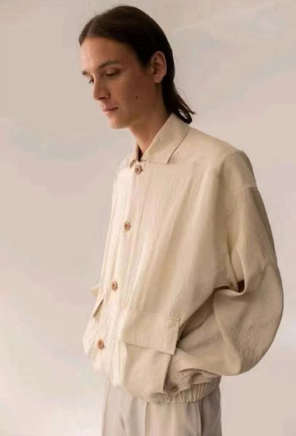 Lemaire SS19 Dry Silk Harrington Jacket - Minimalist Boxy Outerwear