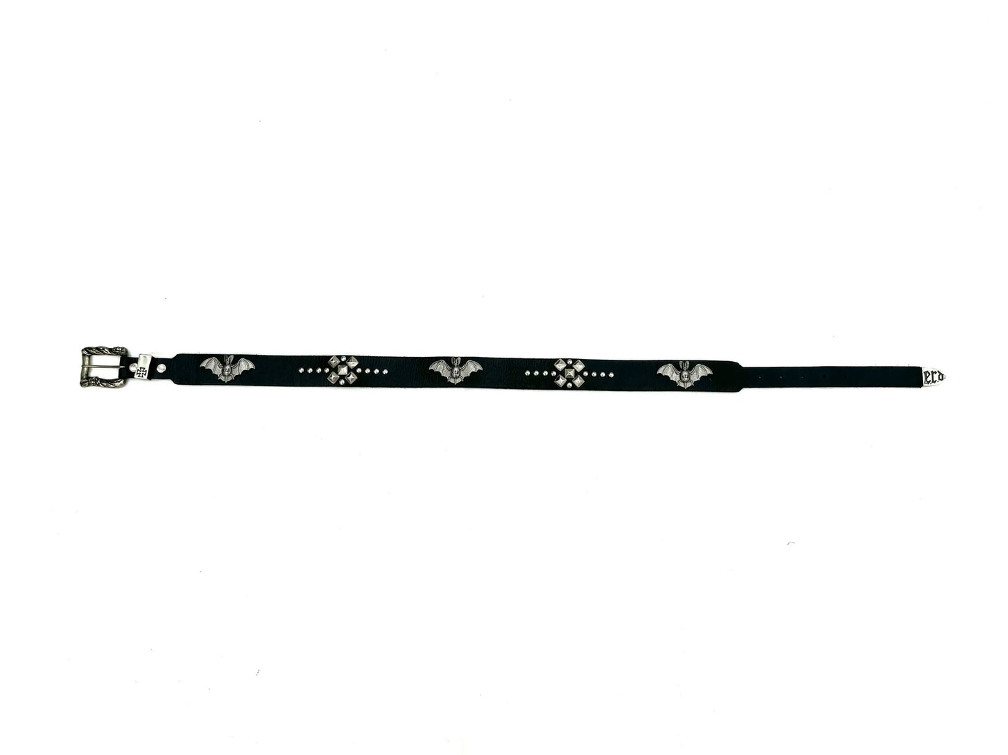 ERD SS24 ’Depressed Heir’ Bat-Studded Punk Belt - Top-Grain Cowhide Rocker Strap - 110cm Black