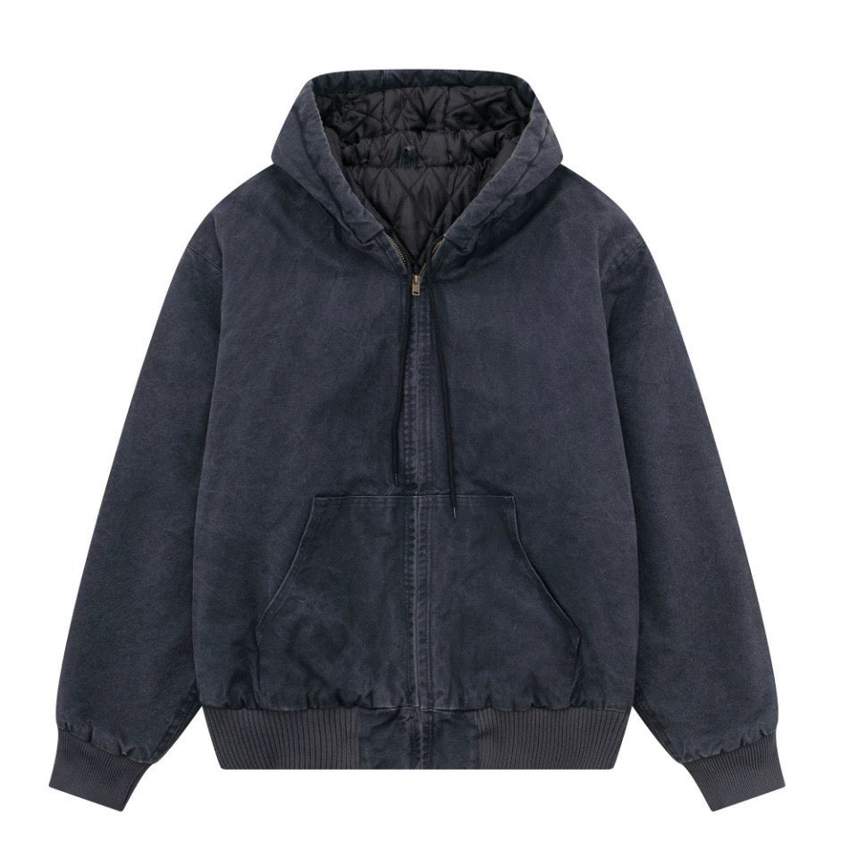 J130 Heavyweight Vintage Washed Hooded Jacket Unisex Retro Outerwear - Order with colors