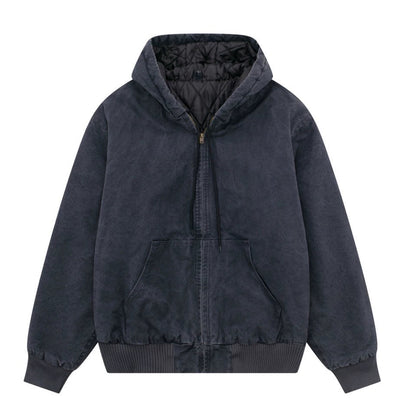 J130 Heavyweight Vintage Washed Hooded Jacket Unisex Retro Outerwear - Order with colors